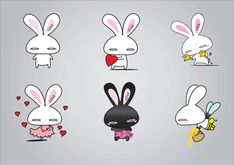free vector Rabbits Vector Illustration
